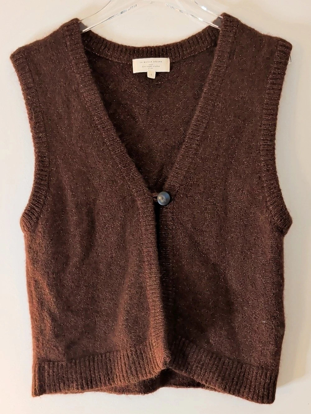 Sézane Brown V-Neck Sweater Vest Size Large